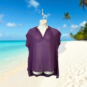 George, Purple Chiffon Tunic/Swimsuit Cover-Up, Size XL ☀️